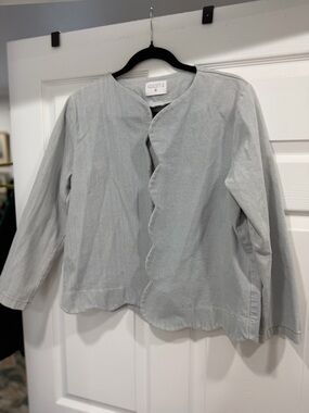 Compania Fantastica Scalloped Light Wash Denim Jacket
